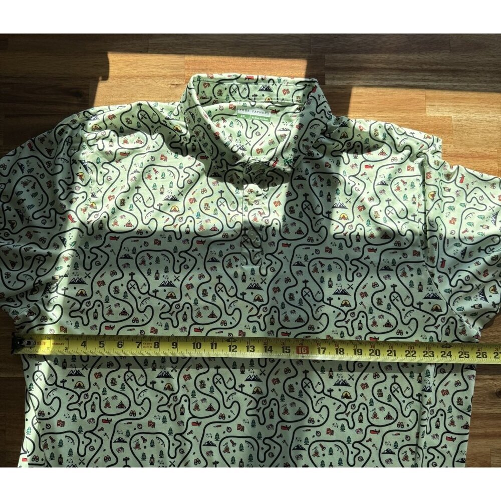 Fore Fathers Men's Golf Polo Shirt 3XL Green Campsite Print Outdoor Nature Dad - Picture 9 of 10
